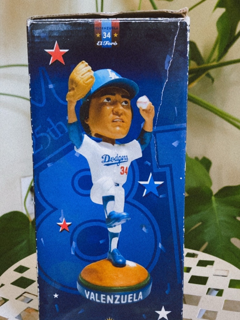 Del Toro Fernando Valenzuela Bobblehead in Blue, White and Brown